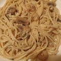 El cooksnap de Rut Borillo cuando hizo Espaguetis con gambas y champiñones.