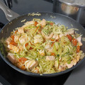 El cooksnap de Sonia cuando hizo Espaguetis de calabacín con salmón y gambas.
