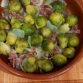 El cooksnap de Carmen Gutiérrez Luengo cuando hizo Coles de Bruselas con cebolla y tacos de jamón.