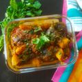 Alpa Pandya's cooksnap of when they made ભરેલા રીંગણ બટાકા નુ શાક ઇન ટોમેટો ગ્રેવી (Bharela Ringan Bataka Shak In Tomato Gravy Recipe In Guja.