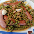 El cooksnap de Enrique Miguel Carnicero cuando hizo Salchichas con guisantes y huevos de codorniz.