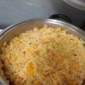 Rudene du Preez's cooksnap of when they made Nigerian carrot fried rice with minced meat soup.