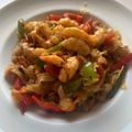 El cooksnap de hrcelectronicboy cuando hizo Fideos o Noodles de arroz con gambas, pollo y salsa de soja.