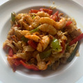 El cooksnap de hrcelectronicboy cuando hizo Fideos o Noodles de arroz con gambas, pollo y salsa de soja.