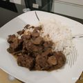 El cooksnap de Angélica Díaz cuando hizo Carne de res en salsa de vino y champiñones.