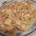 El cooksnap de Jime Hollmann cuando hizo Fideos con salsa de pollo y crema.