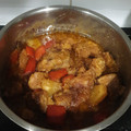 El cooksnap de Charo cuando hizo Pollo a la naranja con piña y pimientos.