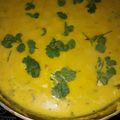 Poonam Saraswat's cooksnap of when they made Spinach Kadhi...with pakoda.
