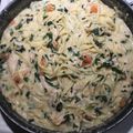 Greg Schwab's cooksnap of when they made Turkey leftovers/ spaghetti turkey florentine.