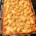 Erik Evans's cooksnap of when they made Sloppy Joe Tater Tot Casserole.