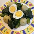 ラクラクダ's cooksnap of when they made Spinat mit Ei und gekochten Kartoffeln.