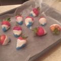 Laini's cooksnap of when they made 4th of July Strawberries.