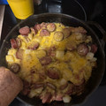 larry's cooksnap of when they made Fried Potatoes and Smoked Sausage with Bacon GF.