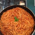 El cooksnap de Guille cuando hizo Espaguetis a la boloñesa.