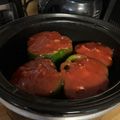 becky44's cooksnap of when they made Crock pot stuffed peppers.