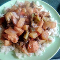 El cooksnap de edite_val cuando hizo Pechuga de pollo en salsa BBQ, sobre arroz blanco.