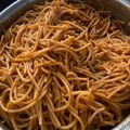 El cooksnap de Brayan Cruz cuando hizo Spaghetti con crema de chipotle y salchichas.