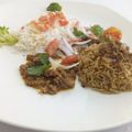 Joyce Ng'ong'a's cooksnap of when they made Pilau, served with minced meat and Kachumbari.
