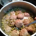 El cooksnap de Elena Villalba cuando hizo Albóndigas con guisantes.