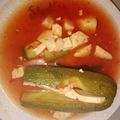 El cooksnap de Suri cuando hizo Calabacitas rellenas de queso, en caldillo de jitomate.