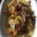 El cooksnap de Andrea cuando hizo Papas fritas con salsa de cheddar, panceta y cebolla de verdeo.