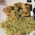 El cooksnap de Rosa Flores D. cuando hizo Pescado al mojo de ajo con arroz verde.