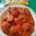 El cooksnap de LuzMa SG cuando hizo Salchichas en guajillo.