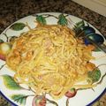 El cooksnap de Oscarin cuando hizo Spaguettis con camarones y tocino.