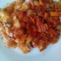 El cooksnap de Luis cuando hizo Pechuga de pollo con salsa de tomate, zanahoria y pimiento.