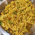 Poonam Joshi's cooksnap of when they made Marwari cuisine/thali - Gatte ka pulav.