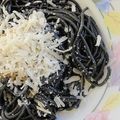 El cooksnap de Grazia Mangi cuando hizo Tallarines negros con gambas.