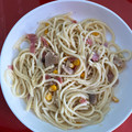 El cooksnap de steph Gomez cuando hizo Spaghetti en salsa blanca.