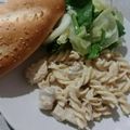 El cooksnap de Rosy Romero cuando hizo Pasta Alfredo con trozos de pollo.
