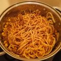 El cooksnap de Steven Arce cuando hizo Espaguetis con carne molida.