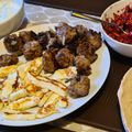 Cal's cooksnap of when they made Lambs kofta with grilled halloumi, tzatzici and pickled carrot and red cabbage.