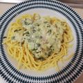 El cooksnap de marialebuffygsr cuando hizo Pasta con espinacas y bacon🍝🥓.