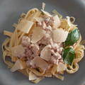 El cooksnap de Victor cuando hizo Fettuccine a la crema de salchichas con Parmesano.