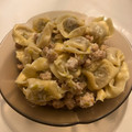El cooksnap de Eduardo Agudo Alba cuando hizo Tortellinis con puerro, cebolla y soja en salsa suave de queso.