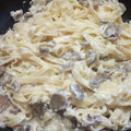 El cooksnap de sole rodriguez cuando hizo Espaguetis con salsa blanca y champiñones.