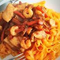 El cooksnap de GE SA NA cuando hizo Noodles con gambas y pollo.
