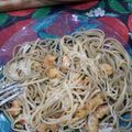 El cooksnap de Carmen Morel cuando hizo Fideos con camarones al azafrán.