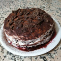 El cooksnap de Manuel cuando hizo Tarta Selva al Anochecer con Cerezas y Cassís.