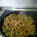 El cooksnap de Robert de Cal cuando hizo Habas baby con ajos tiernos, beicon y champiñones.