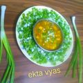 Vyas Ekta 's cooksnap of when they made લીલી ડુંગળી બટાકા અને રેડ કેપ્સિકમ સબ્જી (Lili Dungri Bataka Red Capsicum Sabji Recipe In Gujarati).