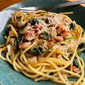 Koya Matsuno's cooksnap of when they made Spinach Bacon Linguine.