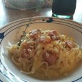 El cooksnap de Aaruu Picchi cuando hizo Bucatini Carbonara.
