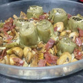 El cooksnap de Irenice cuando hizo Salteado de alcachofas, champiñones y panceta.