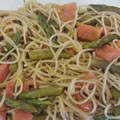 El cooksnap de sonia cuando hizo Radiatori con salmón y espárragos verdes, receta sencilla.