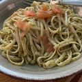 El cooksnap de Ines cuando hizo Tallarines de espinacas con salsa pesto y salmón.