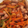 El cooksnap de mony cuando hizo Salchichas frescas de pollo con verduras y salsa de soja.